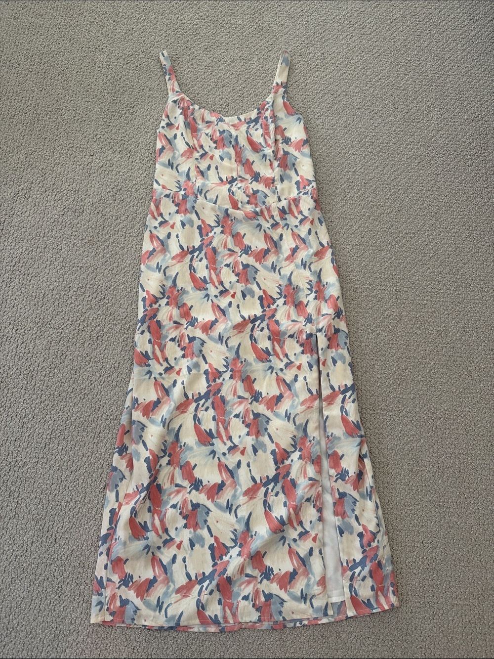 Abercrombie & Fitch Cream Maxi Dress with Coral & Blue Floral Print